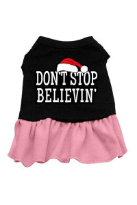Mirage Pet Products 20-Inch Dont Stop Believing Screen Print Dress, 3X-Large, Black with Pink