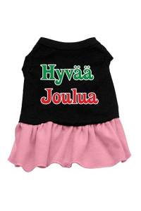 Mirage Pet Products 16-Inch Hyvaa Joulua Screen Print Dress, X-Large, Black with Pink