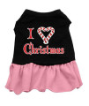 Mirage Pet Products 16-Inch I Love Christmas Screen Print Dress, X-Large, Black with Pink
