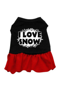 Mirage Pet Products 18-Inch I Love Snow Screen Print Dress, XX-Large, Black with Red