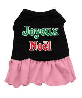 Mirage Pet Products 8-Inch Joyeux Noel Screen Print Dress, X-Small, Black with Pink