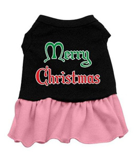 Mirage Pet Products 10-Inch Merry Christmas Screen Print Dress, Small, Black with Pink