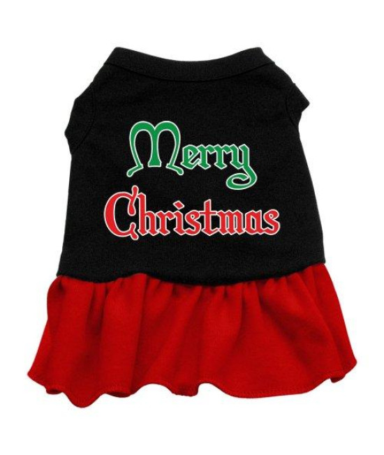 Mirage Pet Products 16-Inch Merry Christmas Screen Print Dress, X-Large, Black with Red