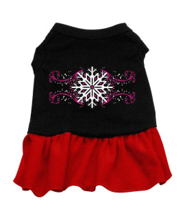 Mirage Pet Products 8-Inch Pink Snowflake Screen Print Dress, X-Small, Black with Red