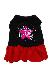 Mirage Pet Products 16-Inch Scribble Happy Holidays Screen Print Dress, X-Large, Black with Red