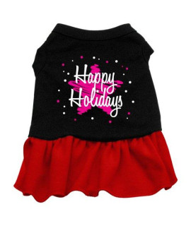 Mirage Pet Products Scribble Happy Holidays Screen Print Dress Black with Red XXXL (20)