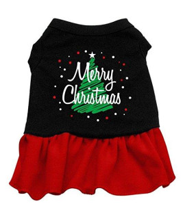 Mirage Pet Products 10-Inch Scribble Merry Christmas Screen Print Dress, Small, Black with Red