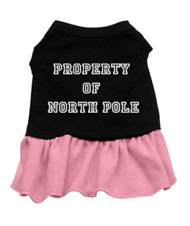 Mirage Pet Products 18-Inch Property of North Pole Screen Print Dress, XX-Large, Black with Pink