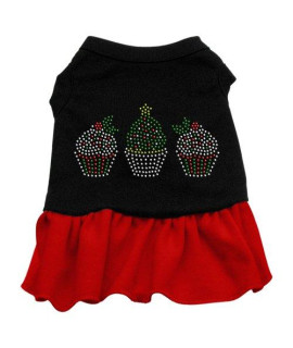 Mirage Pet Products Christmas Cupcakes Rhinestone 10-Inch Pet Dress, Small, Black with Red