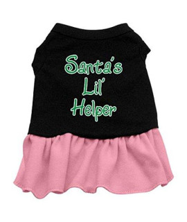 Mirage Pet Products 14-Inch Santas Lil Helper Screen Print Dress, Large, Black with Pink
