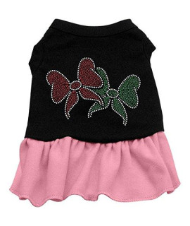 Mirage Pet Products Christmas Bows Rhinestone 14-Inch Pet Dress, Large, Black with Pink