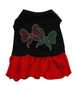 Mirage Pet Products Christmas Bows Rhinestone 14-Inch Pet Dress, Large, Black with Red