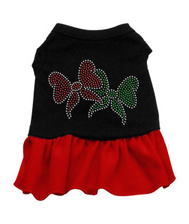 Mirage Pet Products Christmas Bows Rhinestone 16-Inch Pet Dress, X-Large, Black with Red