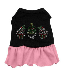 Mirage Pet Products Christmas Cupcakes Rhinestone 16-Inch Pet Dress, X-Large, Black with Pink