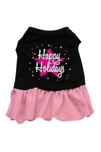 Mirage Pet Product Scribble Happy Holidays Screen Print Dress Black with Pink XXXL (20)