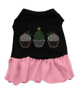 Mirage Pet Products Christmas Cupcakes Rhinestone 20-Inch Pet Dress, 3X-Large, Black with Pink
