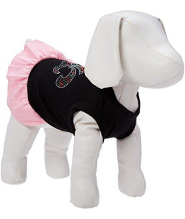 Mirage Pet Products Christmas Fleur De Lis Rhinestone 10-Inch Pet Dress, Small, Black with Pink