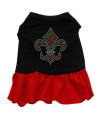 Mirage Pet Products Christmas Fleur De Lis Rhinestone 16-Inch Pet Dress, X-Large, Black with Red