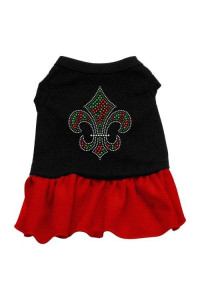 Mirage Pet Products Christmas Fleur De Lis Rhinestone 16-Inch Pet Dress, X-Large, Black with Red
