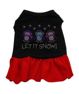 Mirage Pet Products Let it Snow Penguins Rhinestone 18-Inch Pet Dress, XX-Large, Black with Red