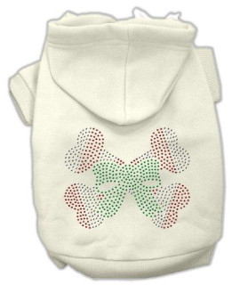 Mirage Pet Products 20-Inch Candy Cane Crossbones Rhinestone Hoodie, 3X-Large, Cream