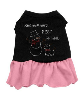 Mirage Pet Products Snowmans Best Friend Rhinestone 8-Inch Pet Dress, X-Small, Black with Pink