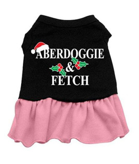 Mirage Pet Products 14-Inch Aberdoggie Christmas Screen Print Dress, Large, Black with Pink