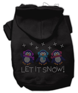 Mirage Pet Products 8-Inch Let it Snow Penguins Rhinestone Hoodie, X-Small, Black