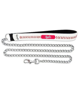 MLB Cincinnati Reds Baseball Leather Chain Leash, 2.5 mm
