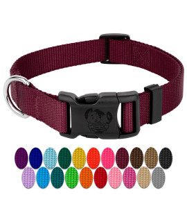 country Brook Petz - 30+ Vibrant colors - American Made Deluxe Nylon Dog collar with Buckle (Large, 1 Inch Wide, Burgundy)