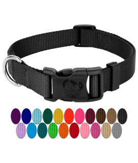 country Brook Petz - 30+ Vibrant colors - American Made Deluxe Nylon Dog collar with Buckle (Extra Large, 1 Inch Wide, Black)