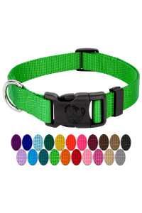 country Brook Petz - 30+ Vibrant colors - American Made Deluxe Nylon Dog collar with Buckle (Small, 34 Inch Wide, Hot Lime green)