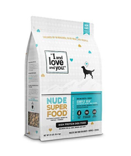 I and love and you Nude Superfood Dry Dog Food - Grain Free Kibble, Prebiotics & Probiotics, Whitefish + Salmon, 23-Pound