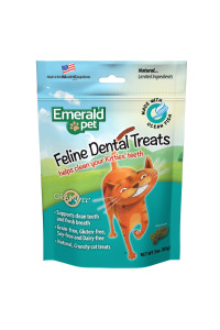 Feline Dental Treats - Tasty and Crunchy Cat Dental Treats Grain Free - Natural Dental Treats to Clean Cat Teeth, Freshen Cat Breath, and Reduce Plaque and Tartar Buildup - Ocean Fish Treats, 3 oz
