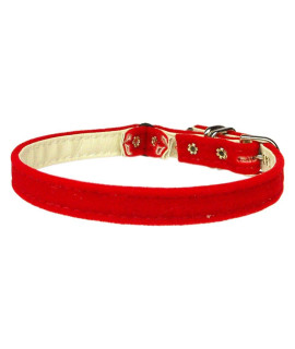 Velvet 38 Plain cat collar w Band Red 12