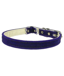 Velvet 38 Plain cat collar w Band Purple 10