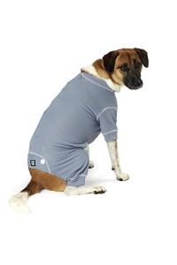 PetRageous Cozy Thermal Pajamas for Pets, Large, Blue with White Stitching