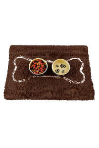 Soggy Doggy Slopmat Ultra-Absorbent Dog Door Mat for Food and Water, Microfiber chenille Dog Mat for Muddy Paw and Messy Eater, Washable Indoor Mat for Sleeping and Eating, Dark chocolateOatmeal Bone