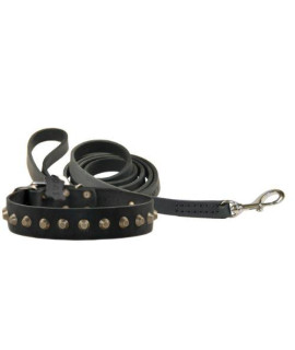 Dean and Tyler Bundle - One Simply Stunning collar 28 by 1-12 With One Matching No Assumptions Leash 6 FT Stainless Steel Snap Hook - Black