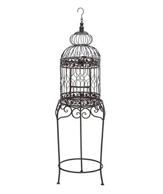 Deco 79 55122 Benzara Victorian Style Bird Cage, 47 H/14 W, Black