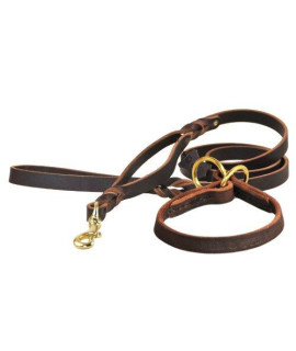 Dean and Tyler Bundle - One Tranquility collar 38-Inch by 12-Inch With One Matching Braidy Bunch Leash 5 FT Solid Brass Snap Hook - Brown