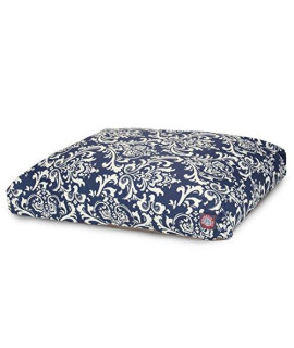 Navy Blue French Quarter Extra Large Rectangle Indoor Outdoor Pet Dog Bed With Removable Washable cover By Majestic Pet Products