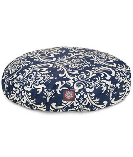 Navy Blue French Quarter Small Round Indoor Outdoor Pet Dog Bed With Removable Washable cover By Majestic Pet Products