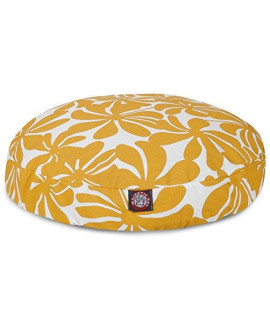 Yellow Plantation Medium Round Indoor Outdoor Pet Dog Bed With Removable Washable Cover By Majestic Pet Products