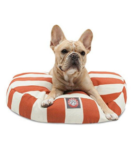 Burnt Orange Vertical Stripe Small Round Indoor Outdoor Pet Dog Bed With Removable Washable cover By Majestic Pet Products