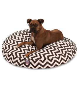 chocolate chevron Large Round Indoor Outdoor Pet Dog Bed With Removable Washable cover By Majestic Pet Products