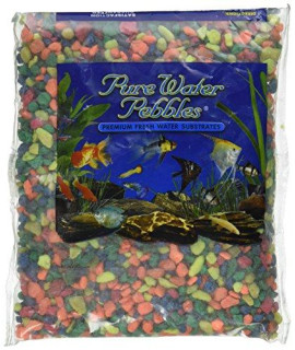Pure Water Pebbles Aquarium Gravel, 2-Pound, Neon Rainbow