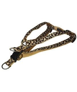 Small Natural Leopard Dog Harness: 5/8 Wide, Adjusts 15-21 - Made in USA.