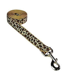 Medium Natural Leopard Dog Leash: 3/4 Wide, 6ft Length - Made in USA.