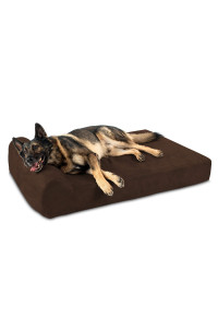 Big Barker Orthopedic Dog Bed wHeadrest - 7A Dog Bed for Large Dogs wWashable & chew-Resistant Microsuede cover - Elevated Dog Bed Made in The USA w 10-Year Warranty (Headrest, XL, chocolate)